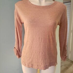 Adrienne Vittadini Linen Knit Button Back Shirt XS